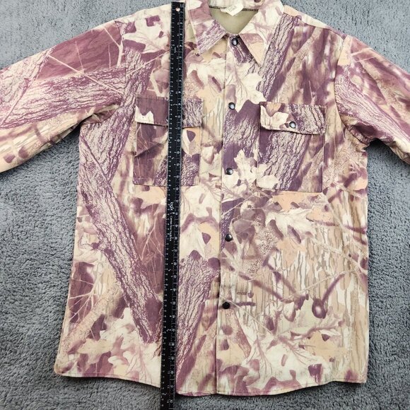 VTG 90's Mossy Oak Camo Hunting Shirt Shacket Men's Large Snap Front USA Made - Picture 3 of 11